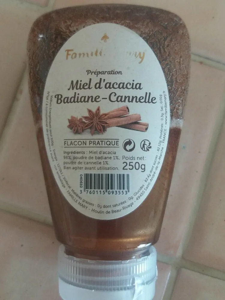 Miel  d'acacia badine, cannelle