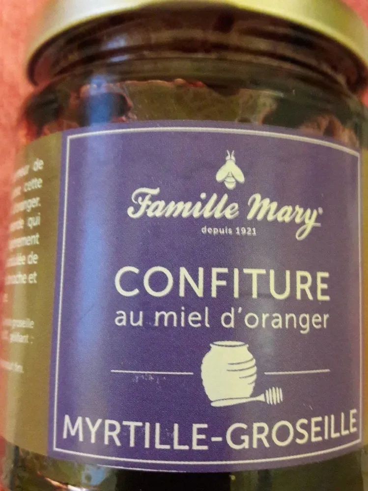 Confiture au miel d'oranger Myrtille Groseille