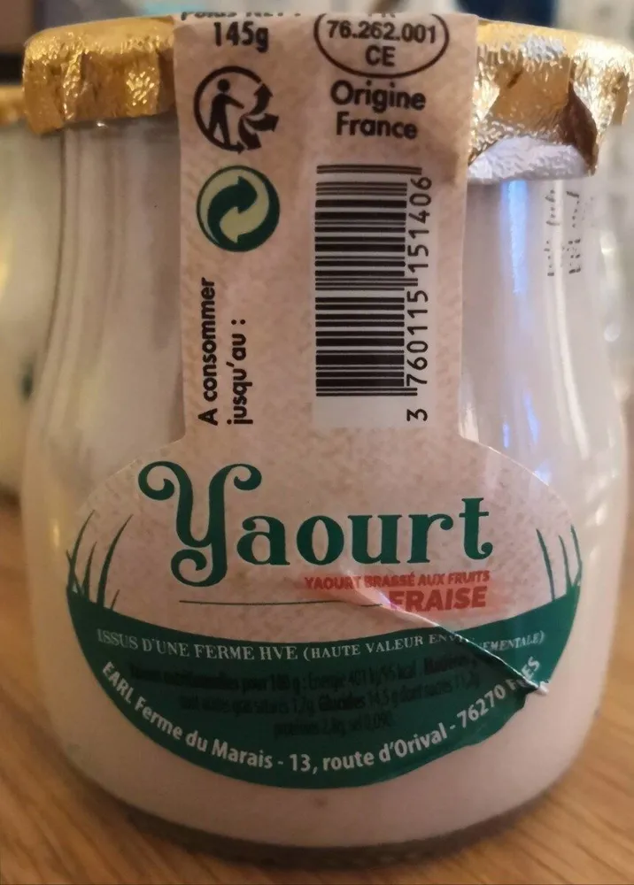 Yaourt de la ferme du Marais saveur Fraise