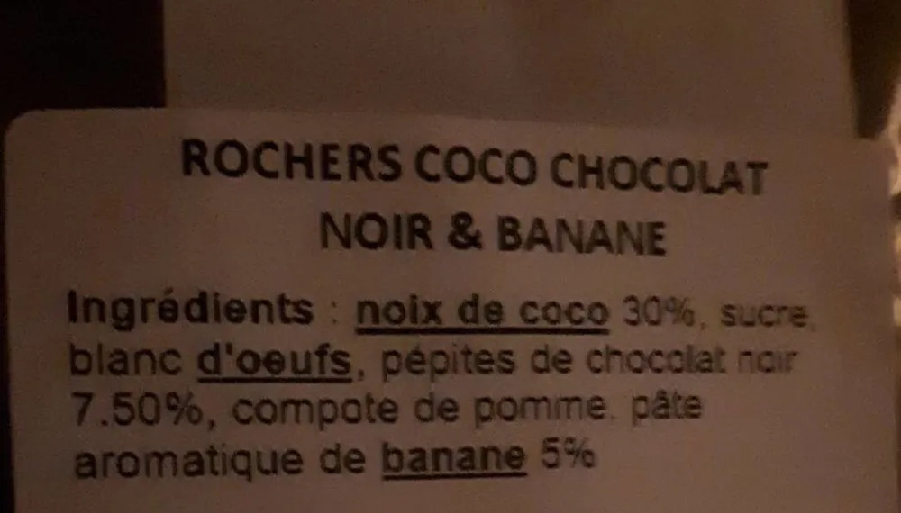Rochers coco chocolat noir et banane
