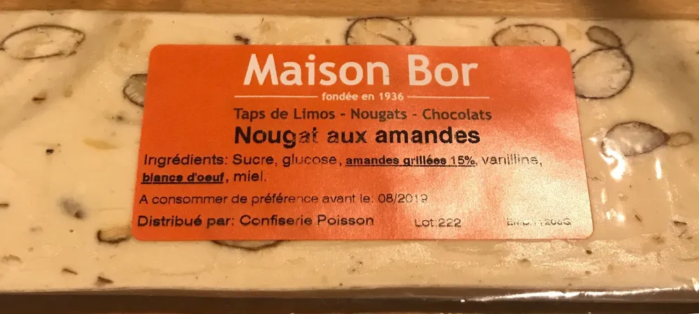 Barre de Nougat aux amandes