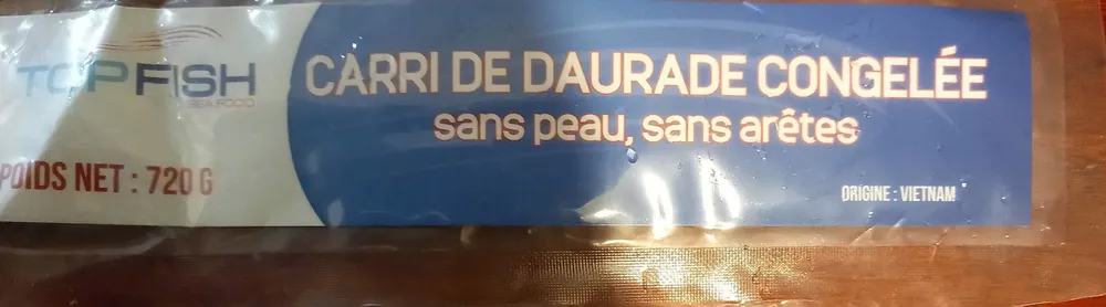 Carri de daurade congelée, sans peau,sans arêtes