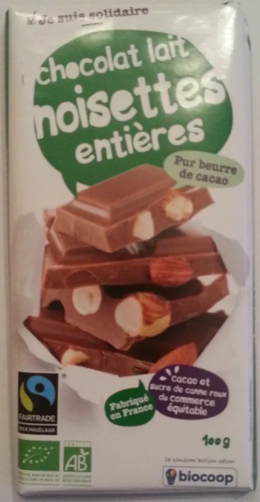 Chocolat Lait Noisettes Entières