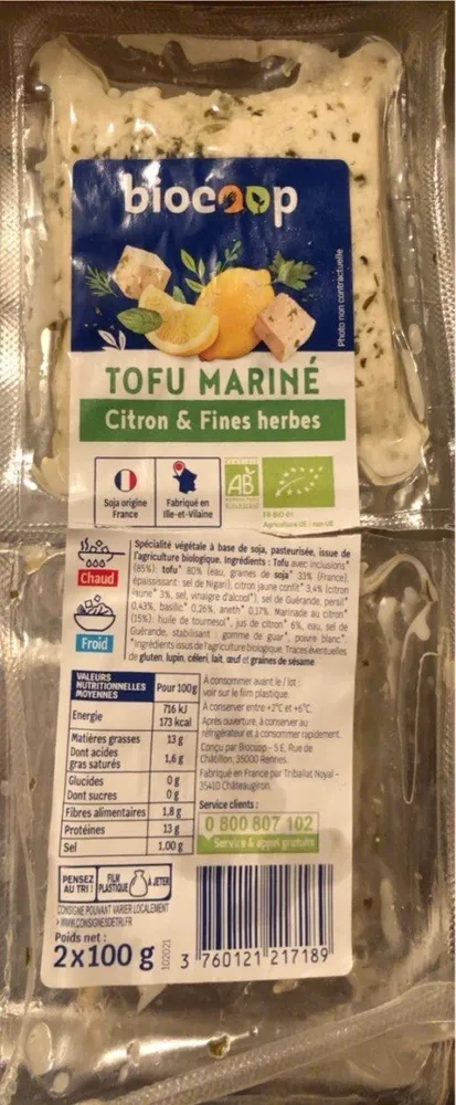 Tofu mariné citron et herbes 2x100g CC