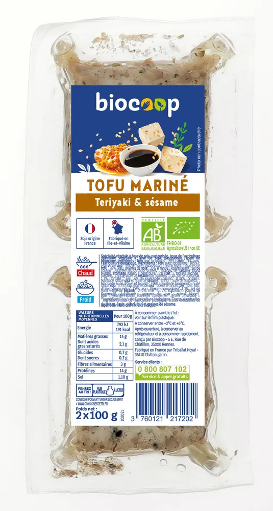 Tofu mariné graines/teriyaki 2x100g CC
