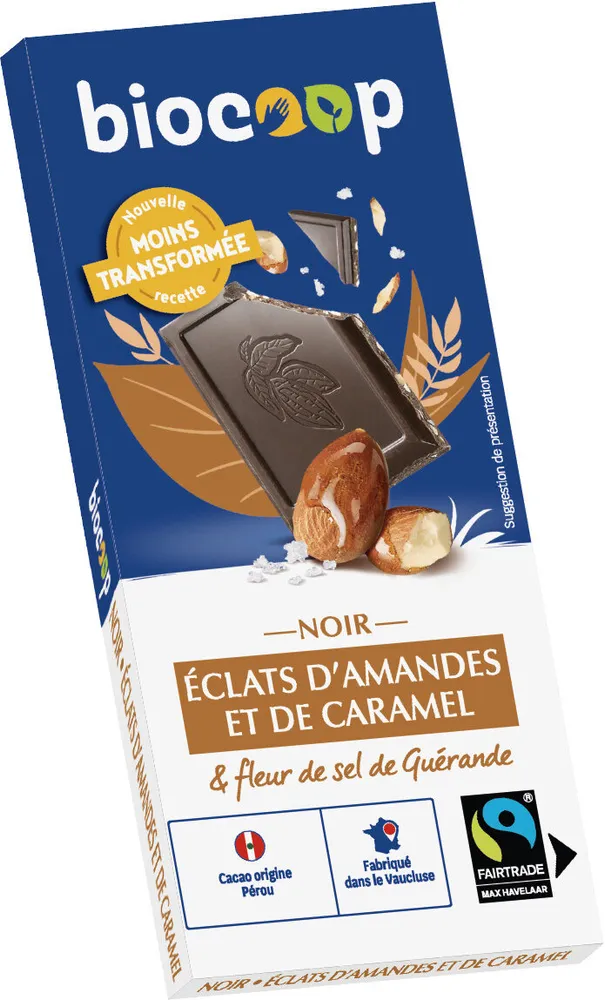 Chocolat noir éclats d'amandes et de caramel