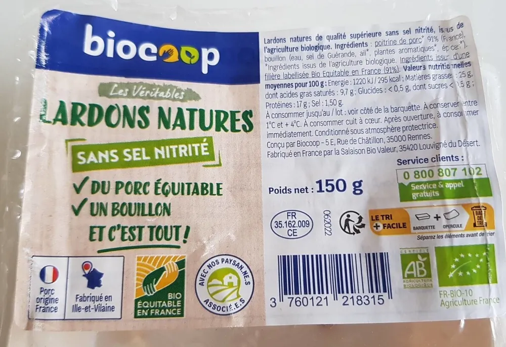 Lardons nature s/sel nitr