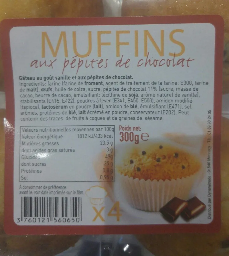 Muffins aux pepites de chocolat