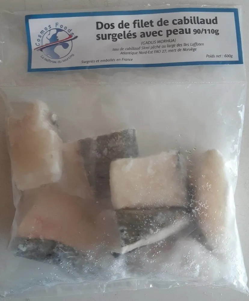 Dos de filet de Cabillaud surgelés avec peau