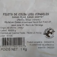 Filets de colin lieu congeles