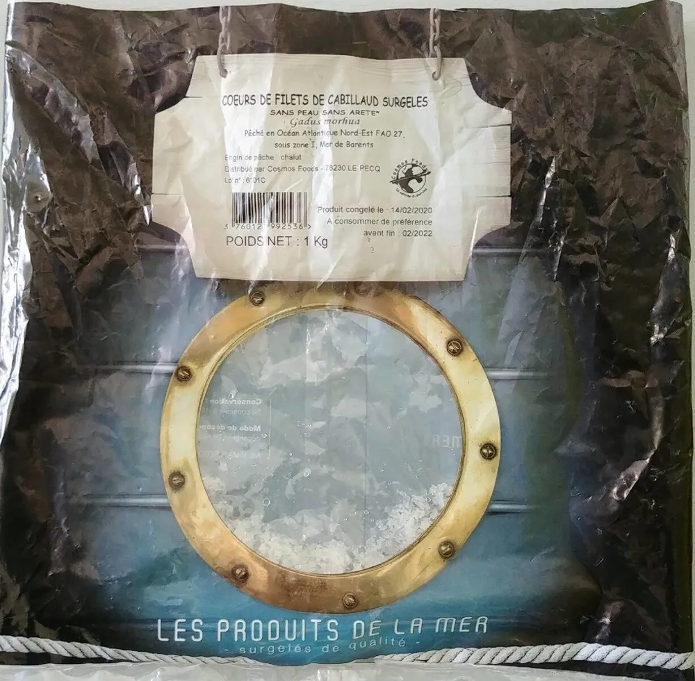 Coeurs de filets de cabillaud surgeles