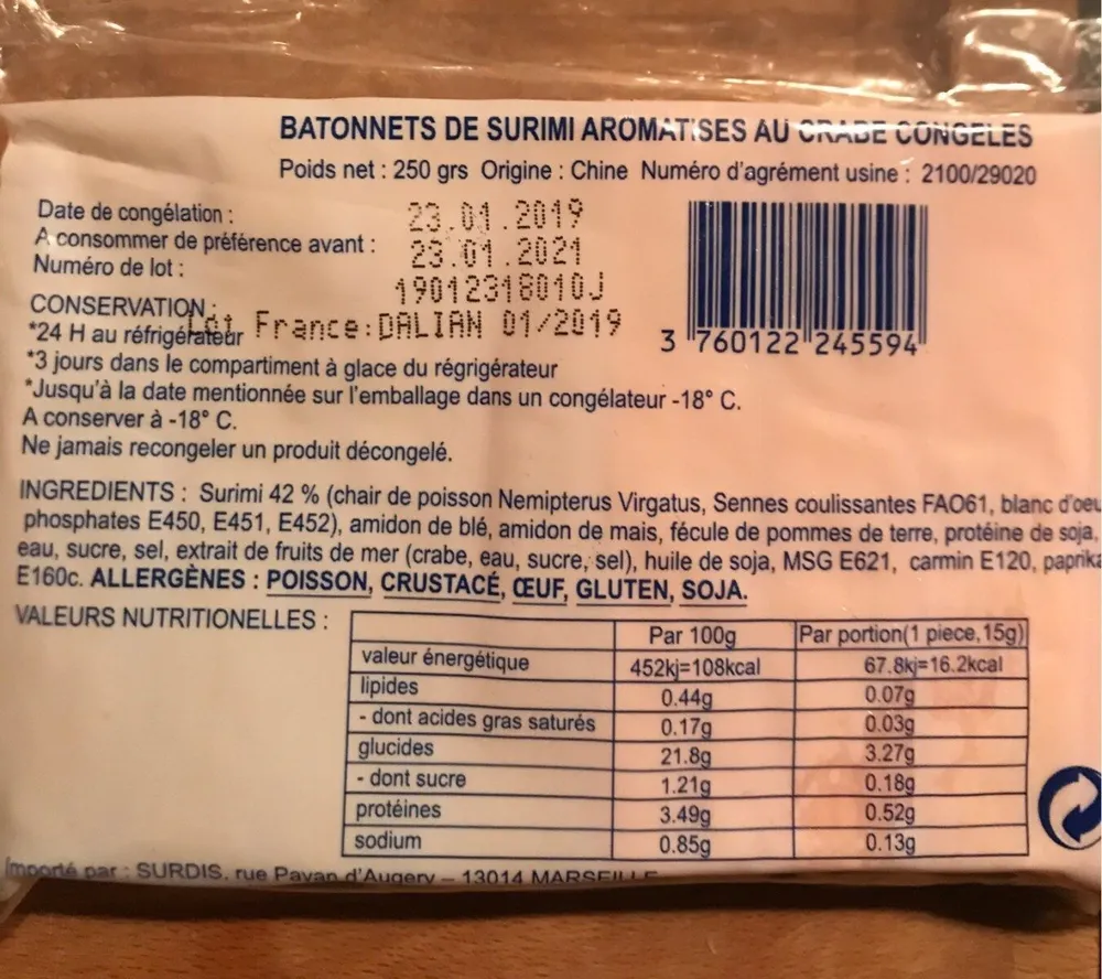 Batonnets de Surimi