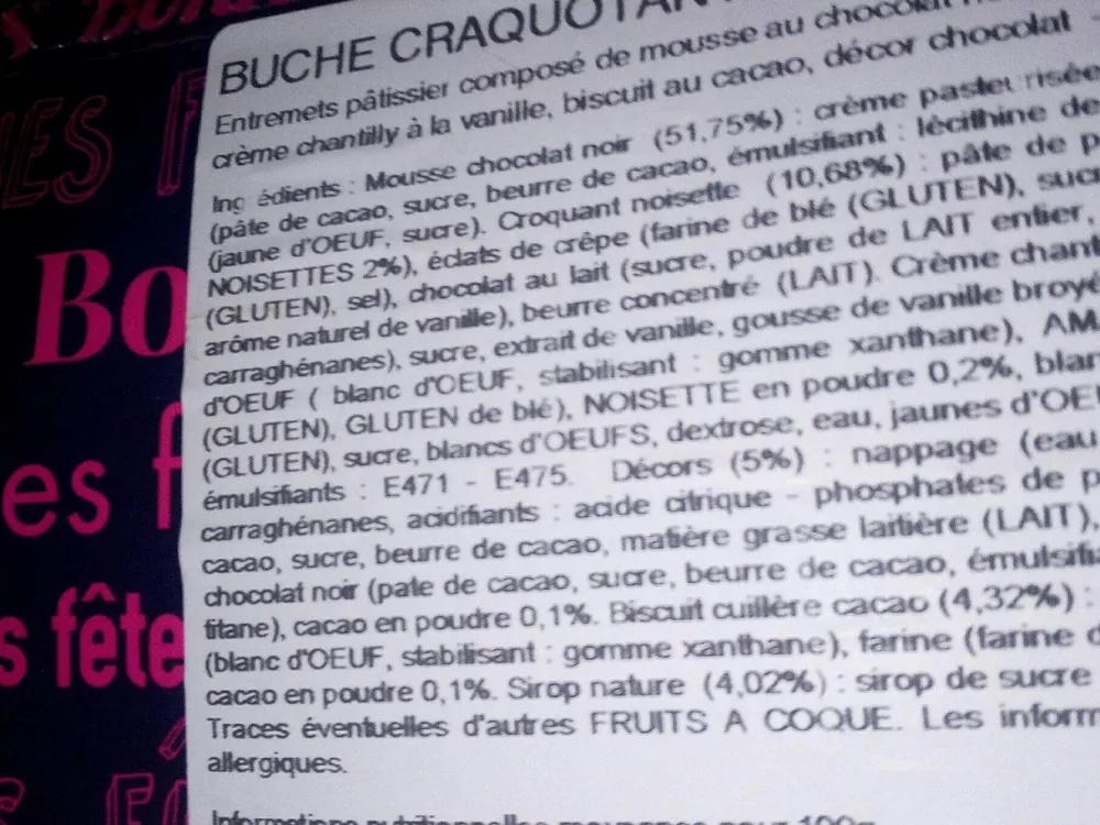 Buche craquotant chocolat