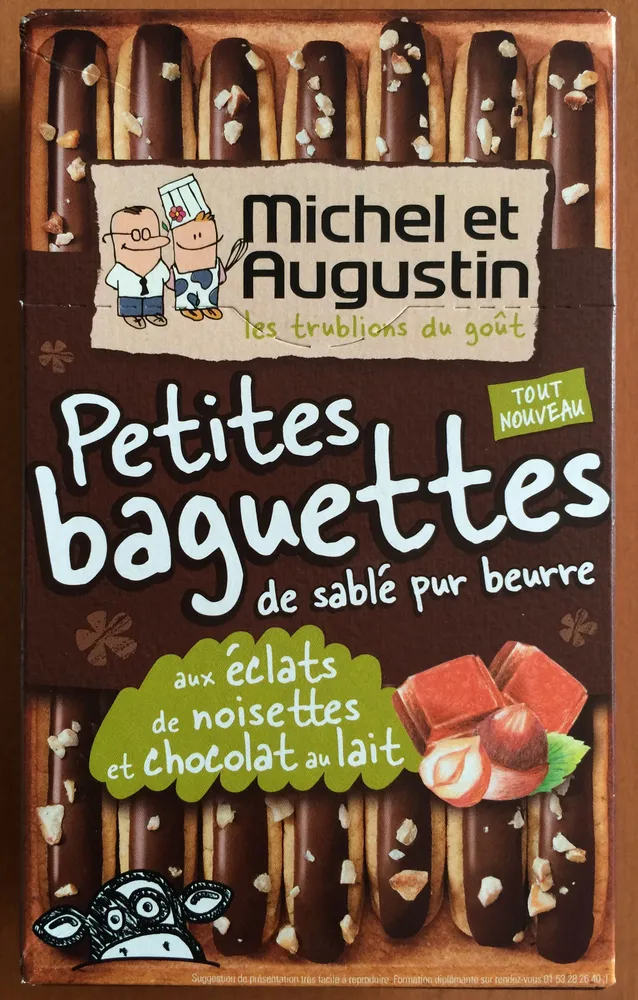 6 Petites Baguettes de Sablé Pur Beurre aux Éclats de Noisettes et Chocolat au Lait