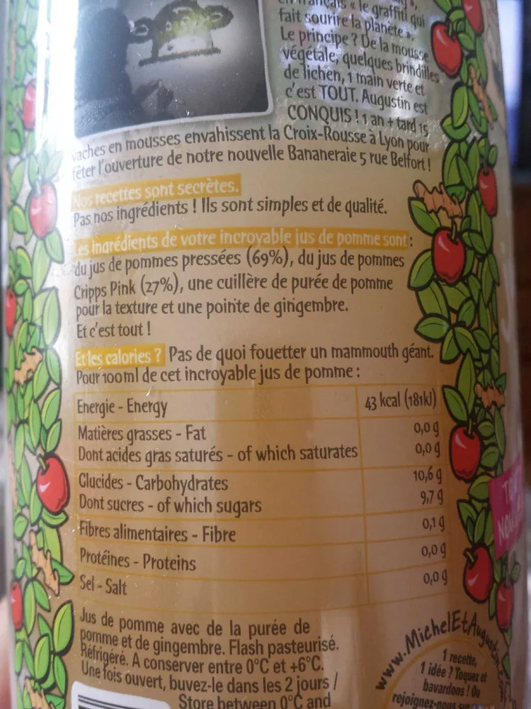 L'Incroyable Jus de Pomme Pointe de Gingembre