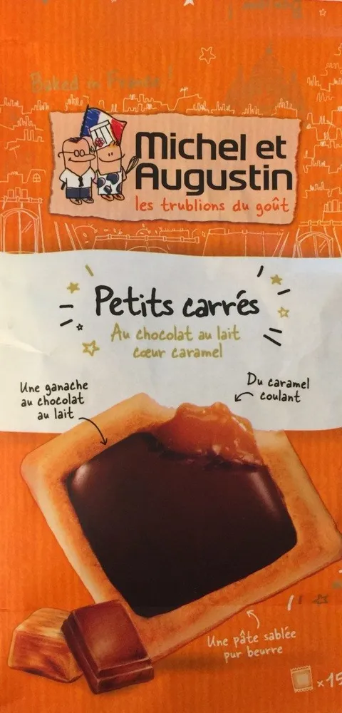Petits carrés au chocolat au lait coeur caramel