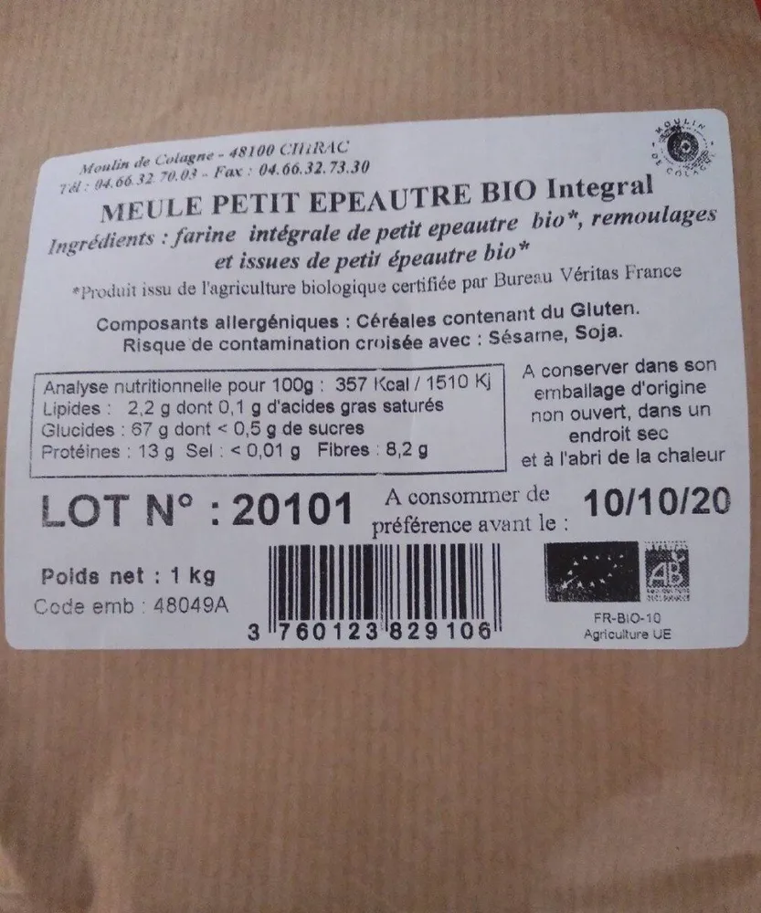 Farine Meule petit épeautre bio intégrale