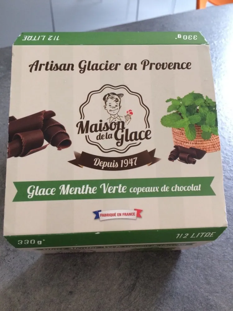 Glace menthe verte copeaux de chocolat
