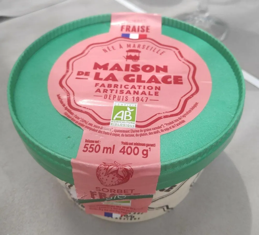 Sorbet Fraise maison de la glace