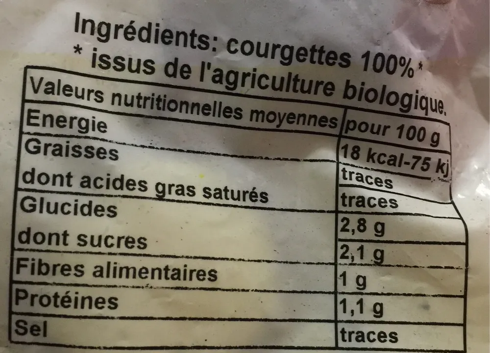 Courgettes rondelles surgelées