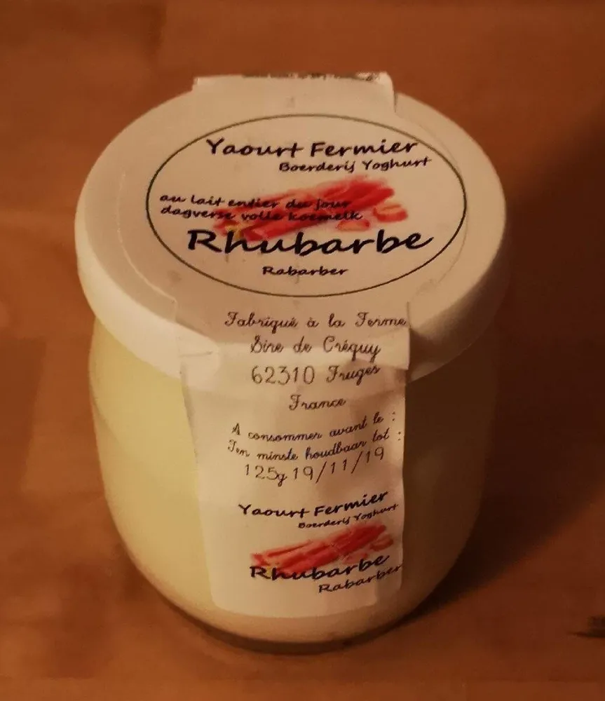 Yaourt Fermier Rhubarbe (au lait entier du jour)