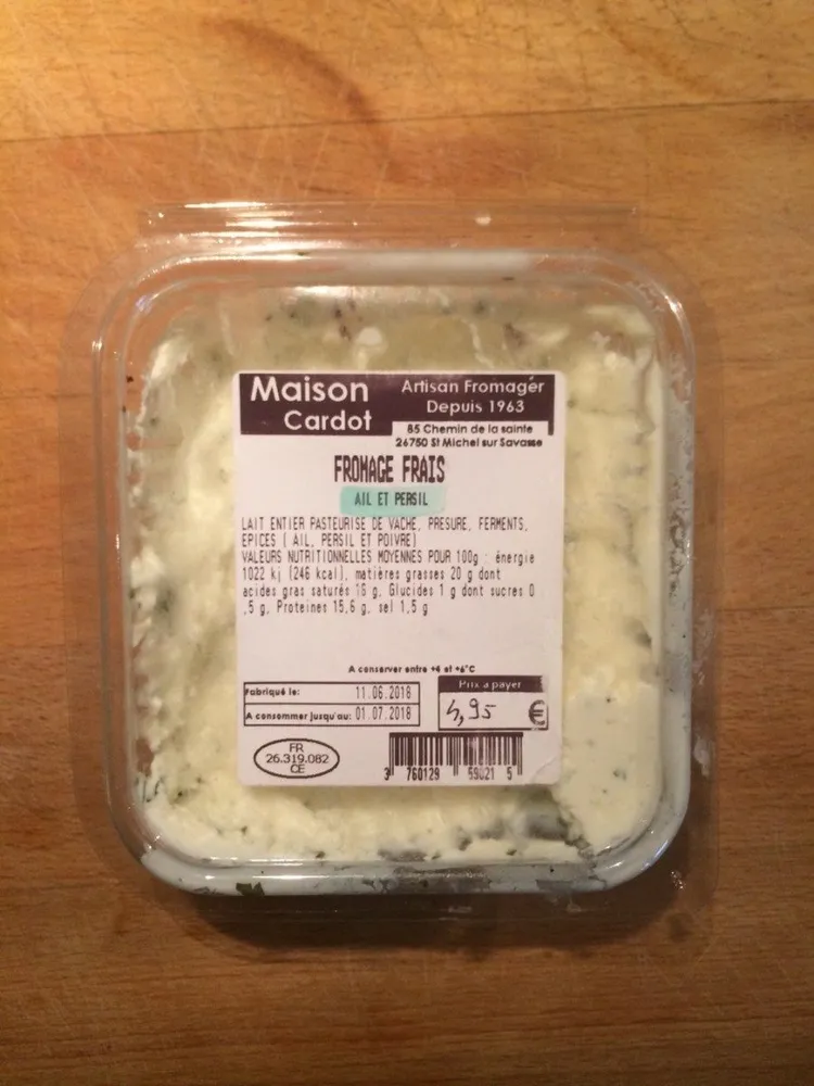 Fromage frais ail et persil Maison Cardot