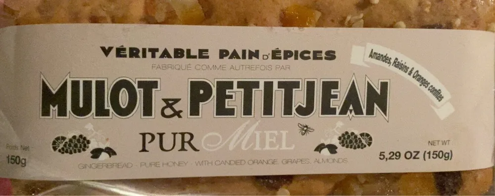 Pain d’épices amandes, raisins et oranges