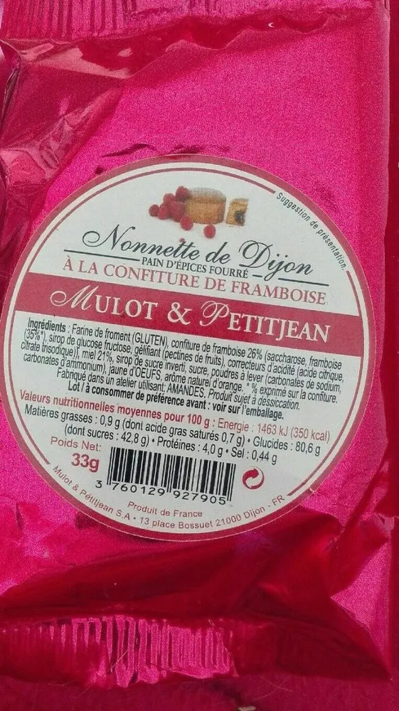 Nonnette de Dijon à la confiture de framboise