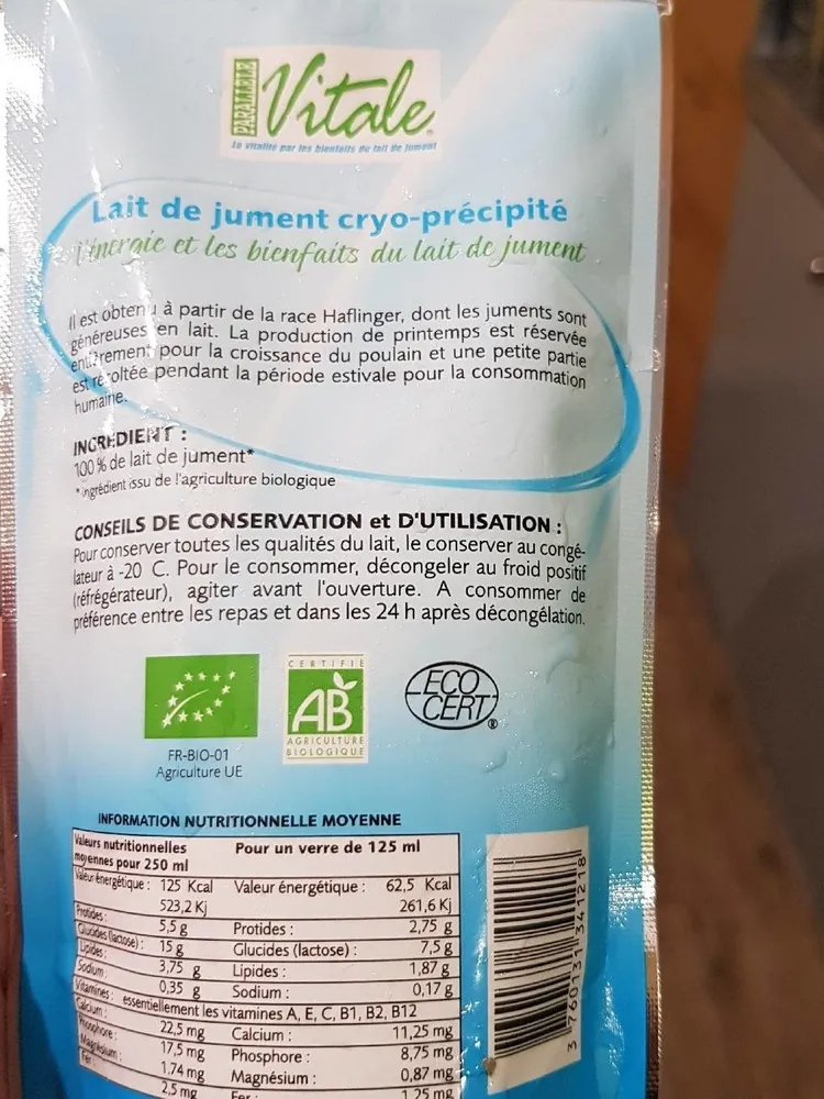 Lait de jument cryo-précipité