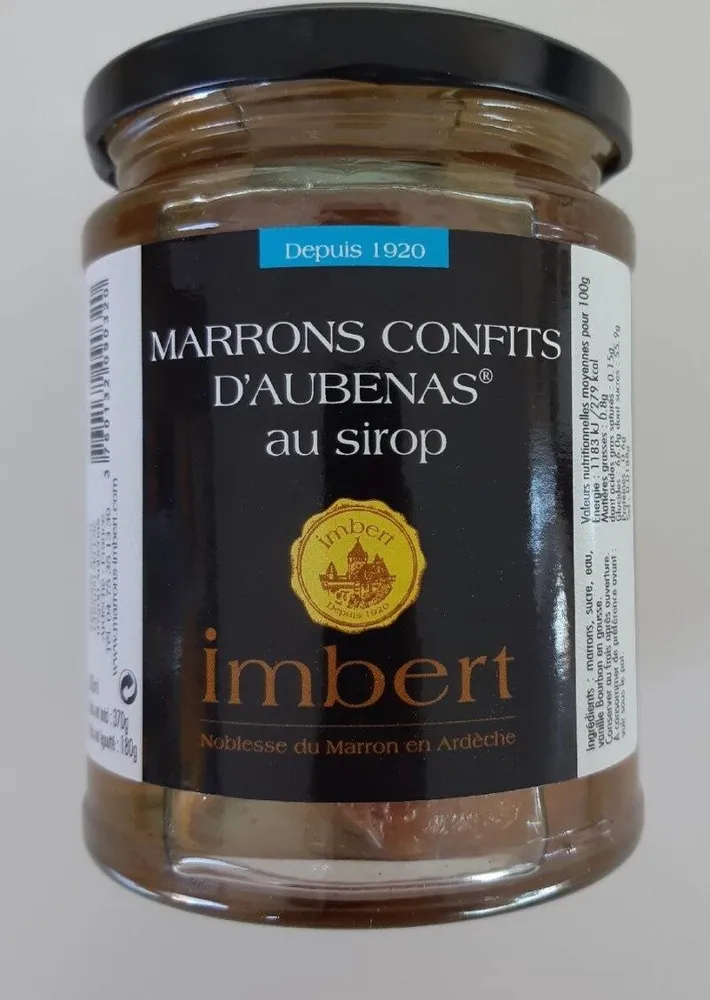 Imbert - Aubenas Candied Chestnut in Syrup, 370g Jar (13oz)