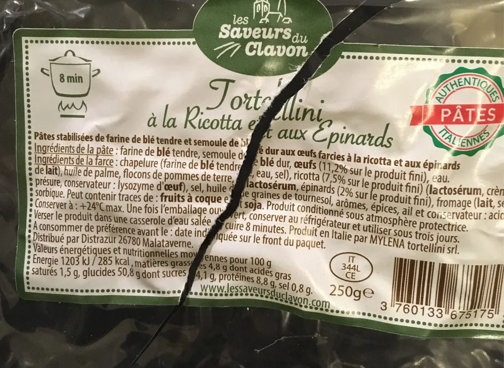 Tortellini à la ricotra et aux épinards