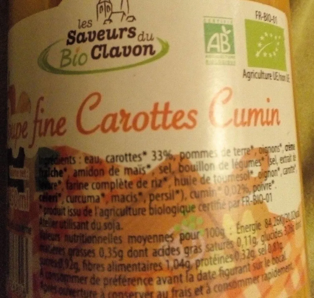 Soupe fine carottes cumin