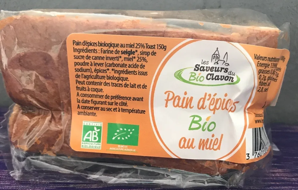Pain d'épices bio au miel