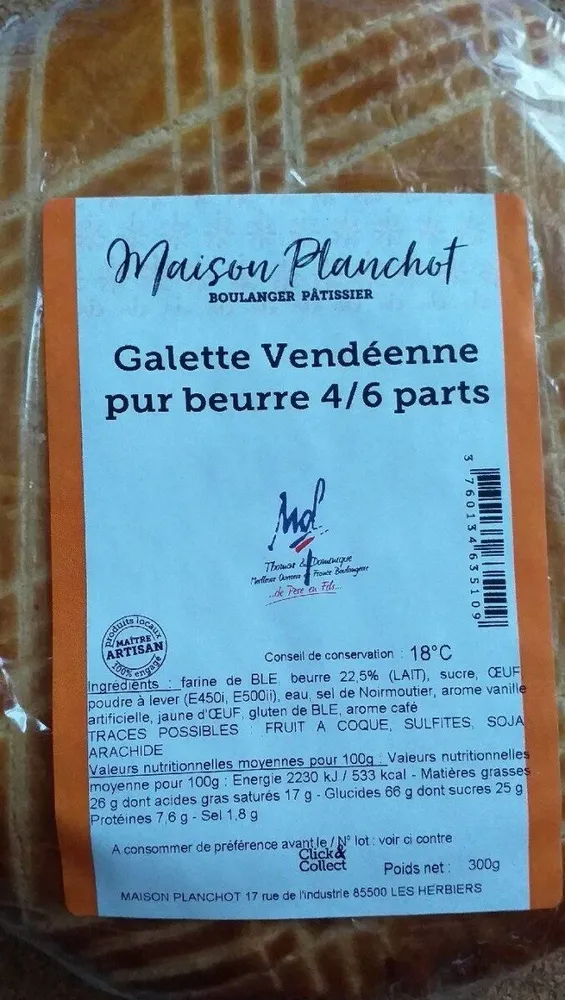 Galette Vendéenne pour beurre 4/6 parts