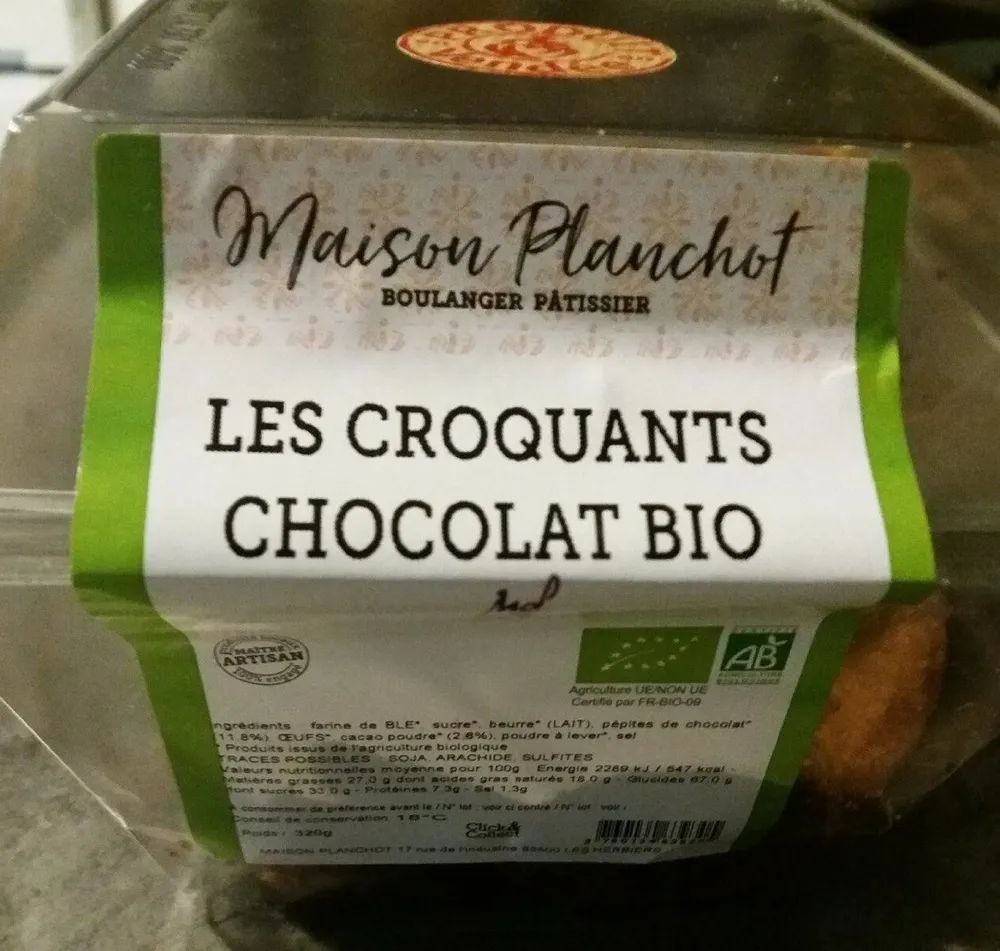 Les croquants chocolat bio
