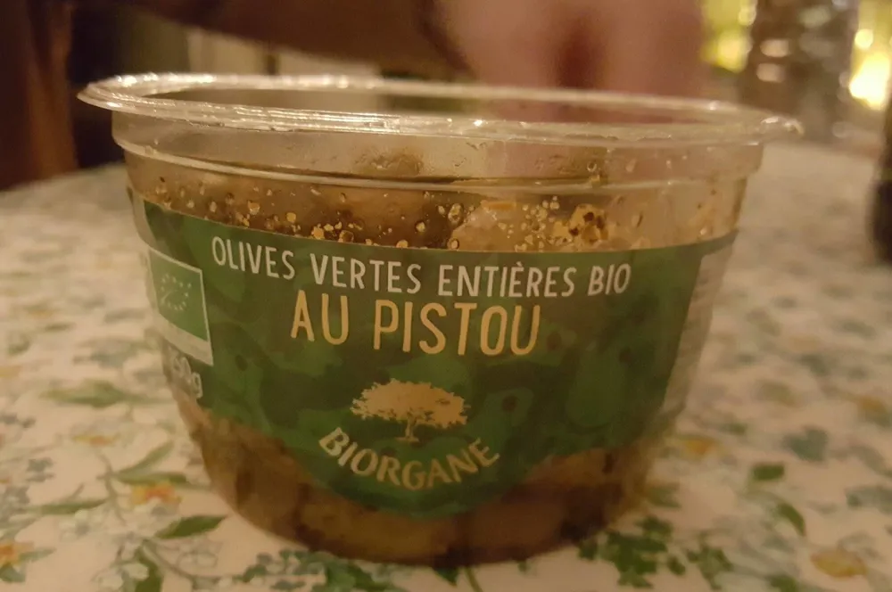 Olives vertes entières bio au pistou