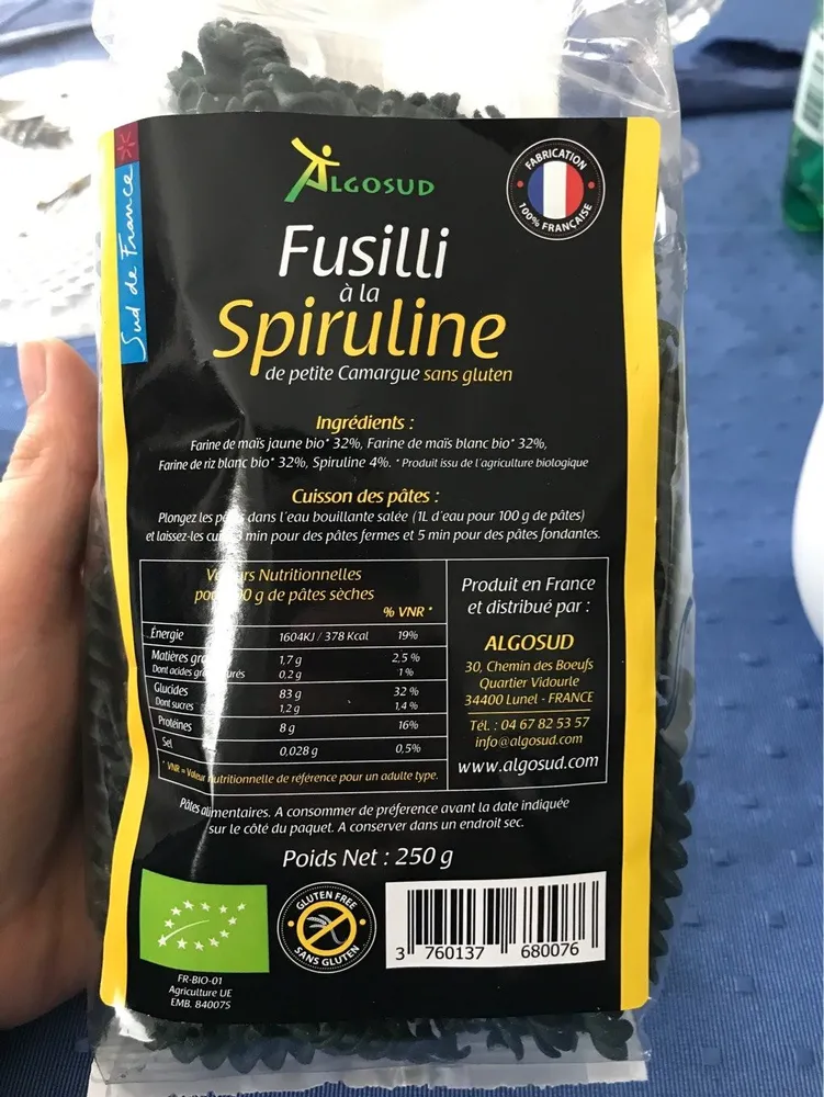 Fusilli à la spiruline