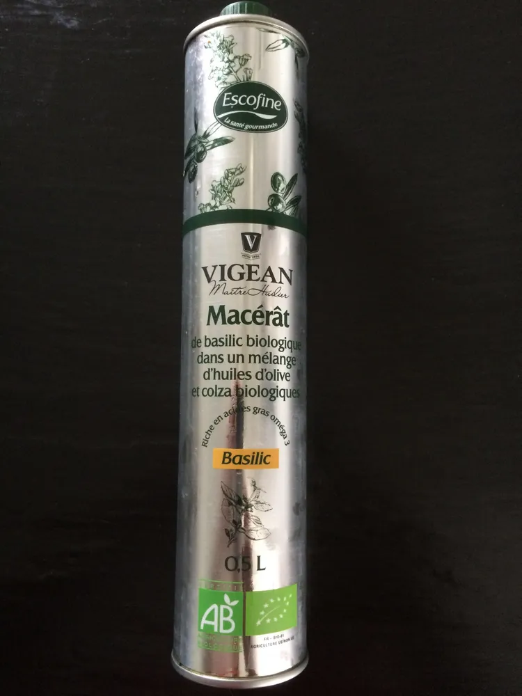 Macérât de basilic bio mélange huile olive et colza bio