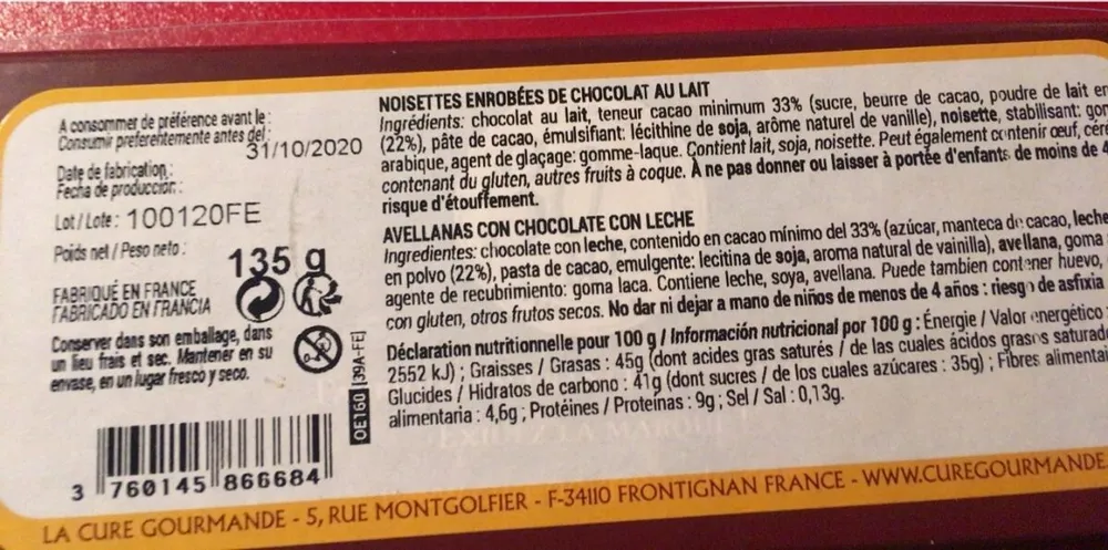 Noisettes au chocolat