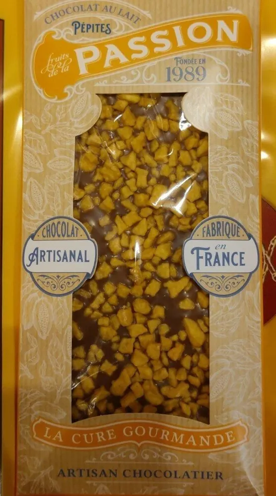 Chocolat au lait pépites passion
