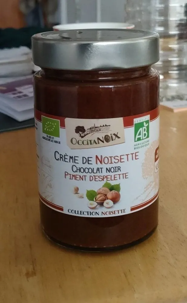 Crème de noisette chocolat noir piment d Espelette