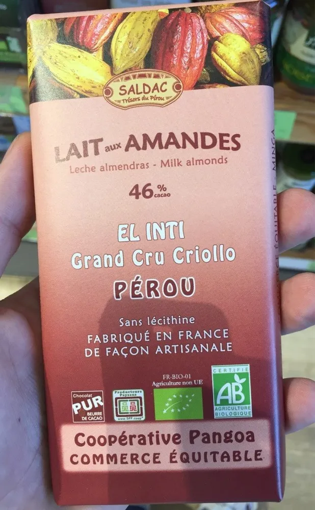 Chocolat "EL INTI" Lait aux amandes