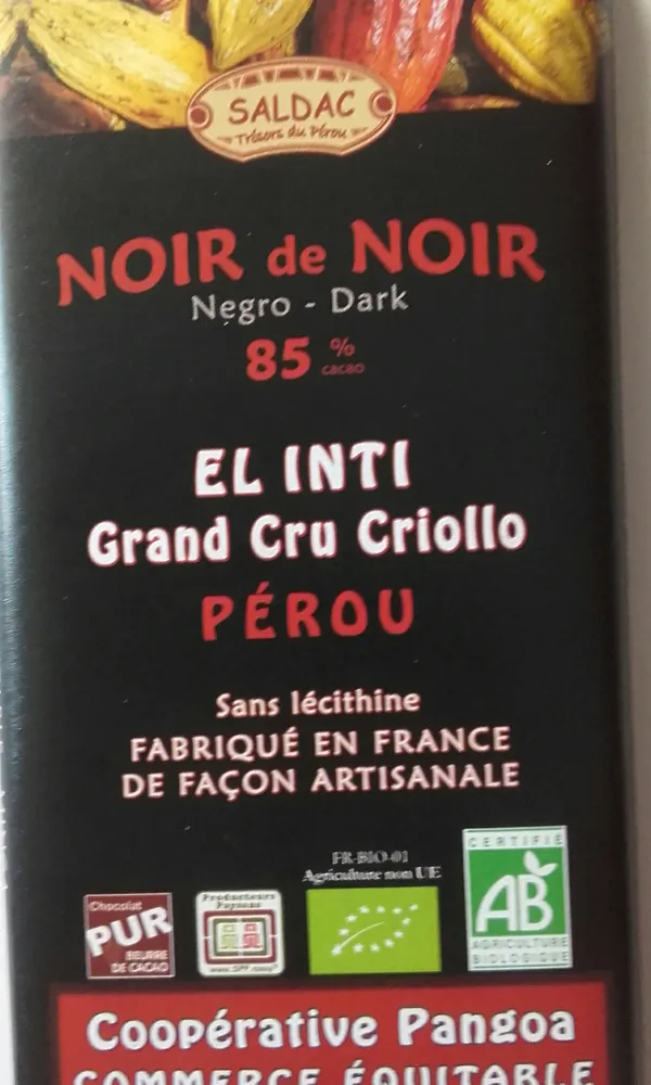 Chocolat noir de noir bio