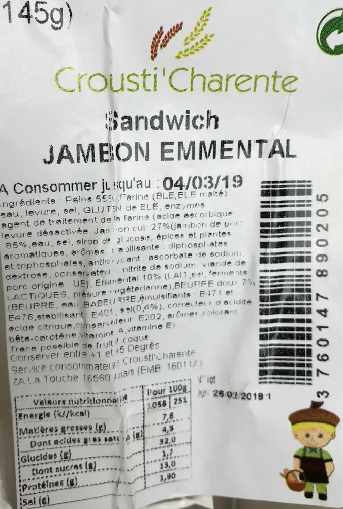 Sandwich jambon emmental