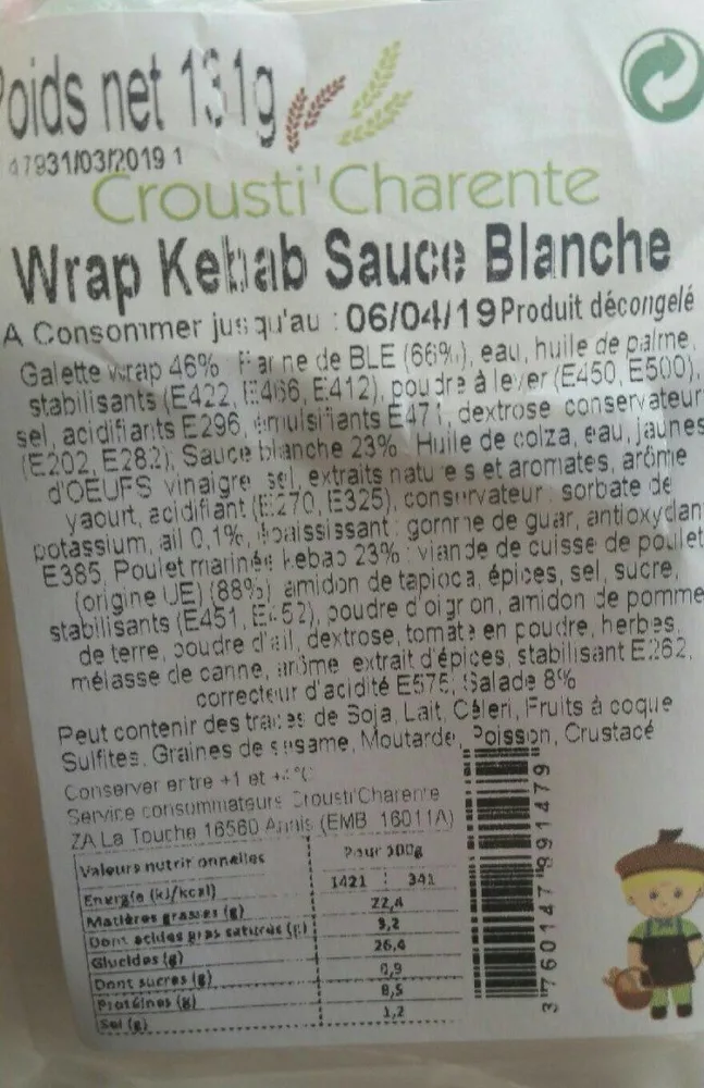Wrap Kebab Sauce Blanche