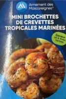Mini brochettes de crevettes tropicales marinees