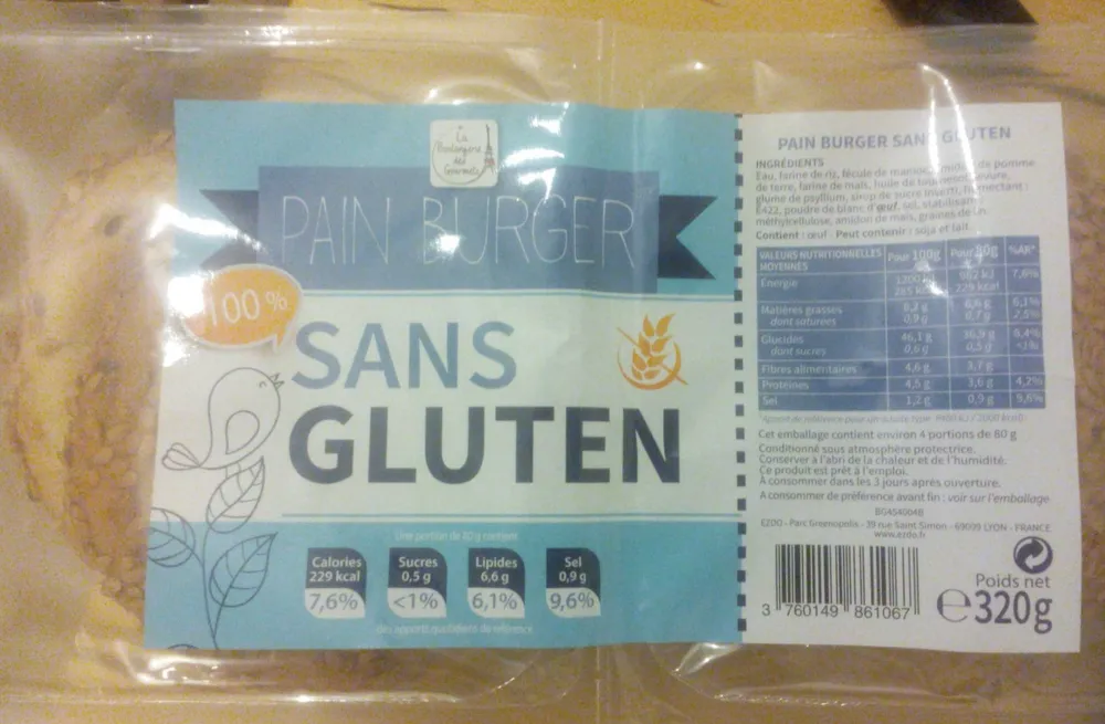 pain Burger sans gluten
