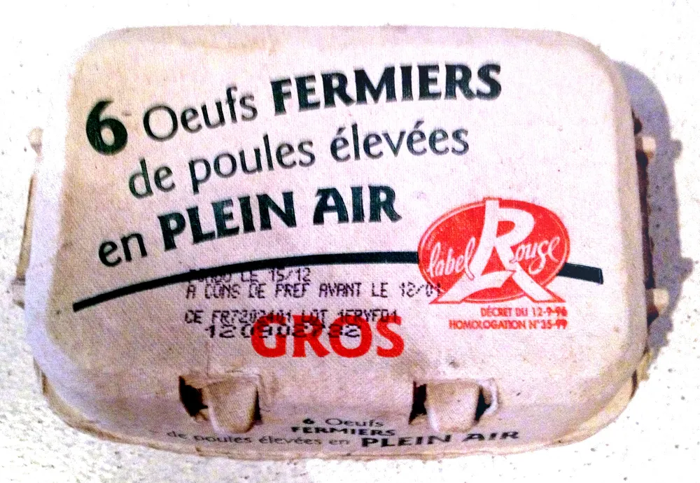 6 oeufs fermiers de poules élevées en plein air, GROS