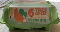 6 très gros œufs frais de poules élevées en plein ait