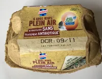 6 oeufs de poules elevees en plein air lustucru gros - categorie a - source naturelle d'omega 3